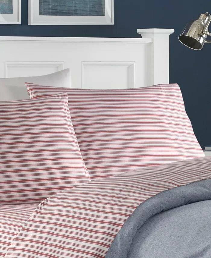 Nautica Coleridge Stripe Full Sheet Set Cotton Percale New $135 MSRP