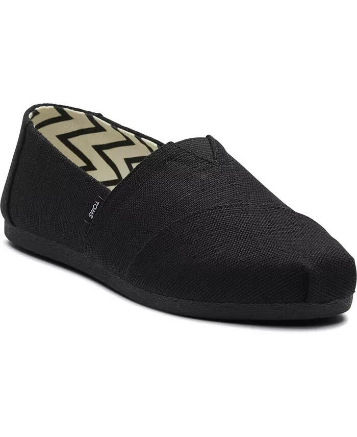 TOMS Womens Alpargata Classic Canvas Slip On Flats Black 7 New $50