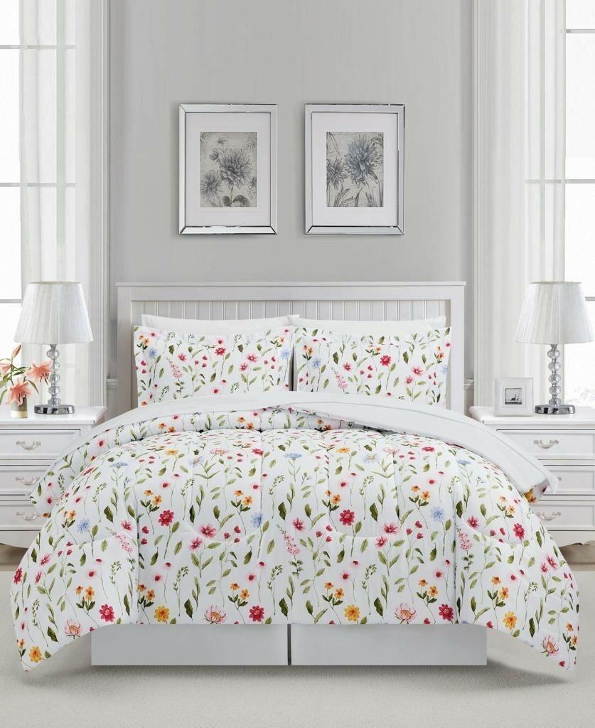 Sunham Natalie Floral 6-Pc Twin Comforter Set White Floral MSRP $100