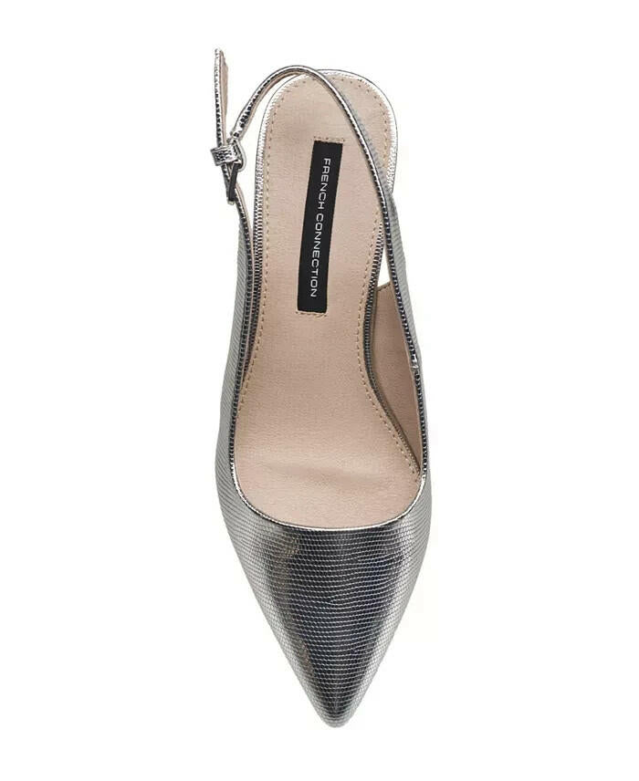French Connection Womens Quinn Slingback Kitten Heels Silver 9 New $100