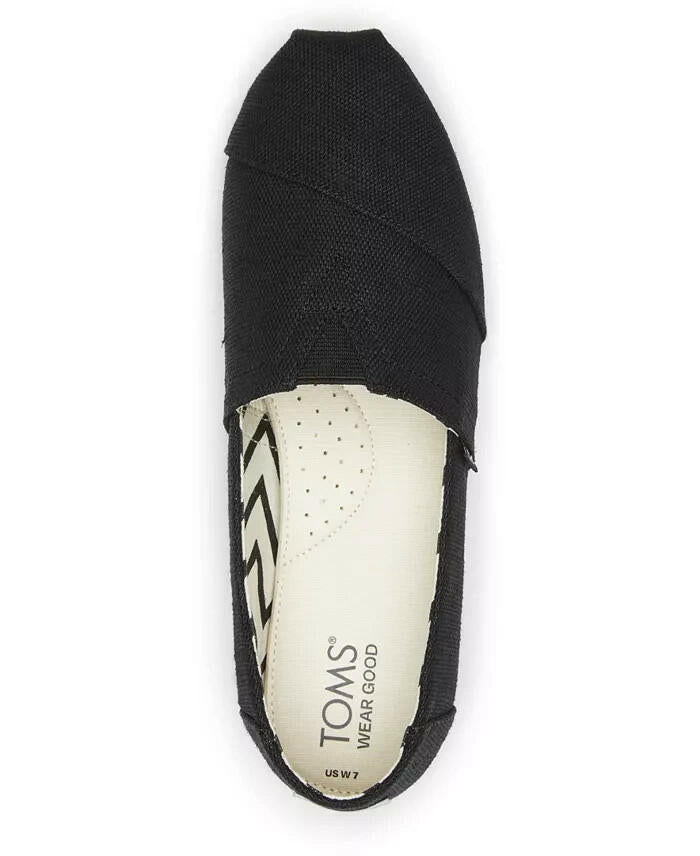 TOMS Womens Alpargata Classic Canvas Slip On Flats Black 7 New $50
