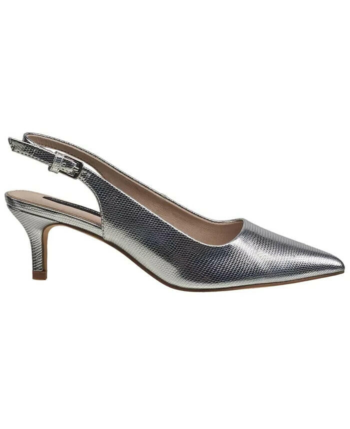 French Connection Womens Quinn Slingback Kitten Heels Silver 9 New $100