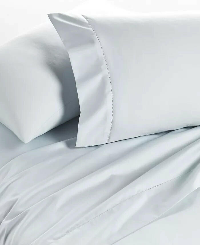 Charter Club Solid 550TC Full Sheet Set Cotton Vapor Blue Gray New $120
