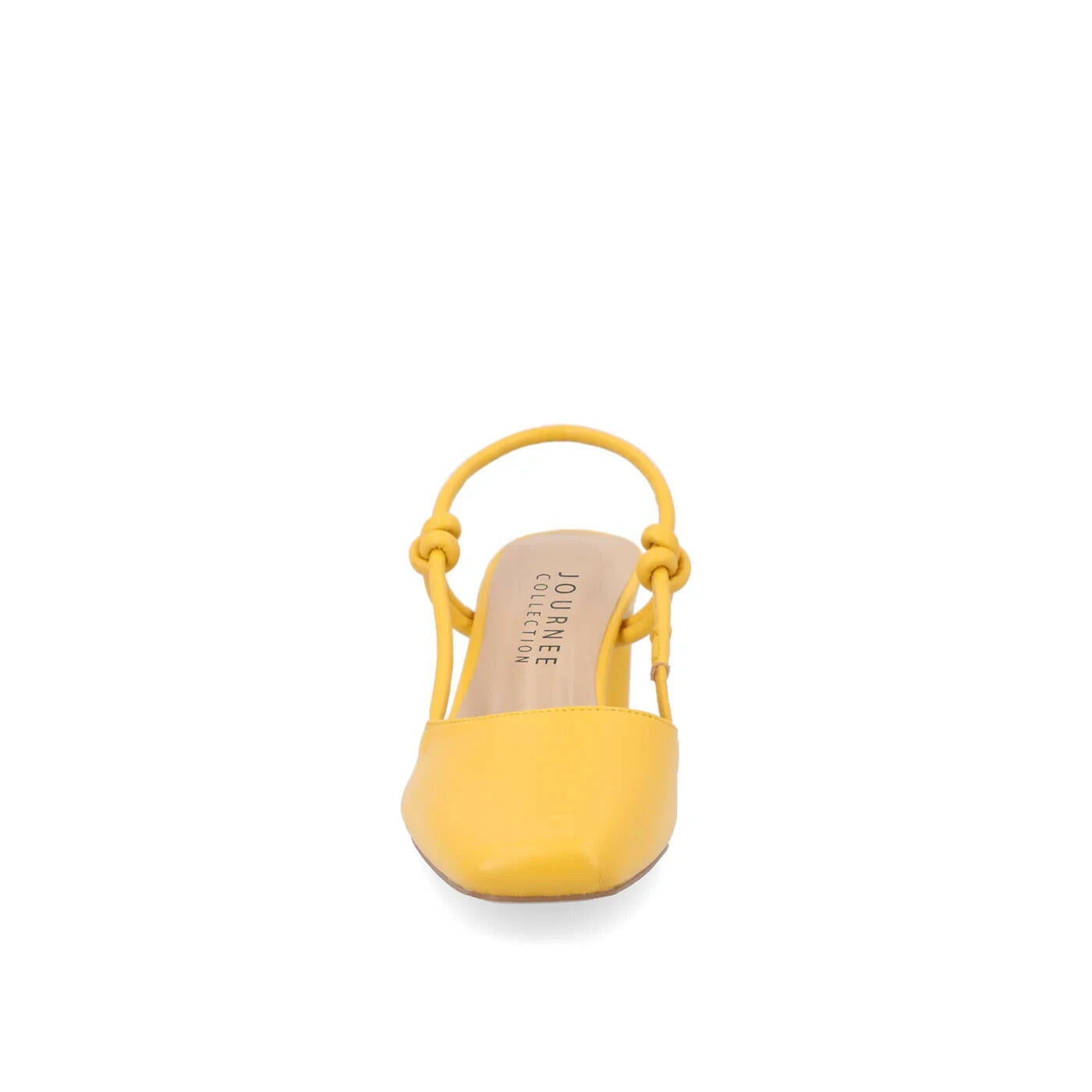 Journee Womens Square Toe Vegan Leather Block Heel Yellow 9 New $84