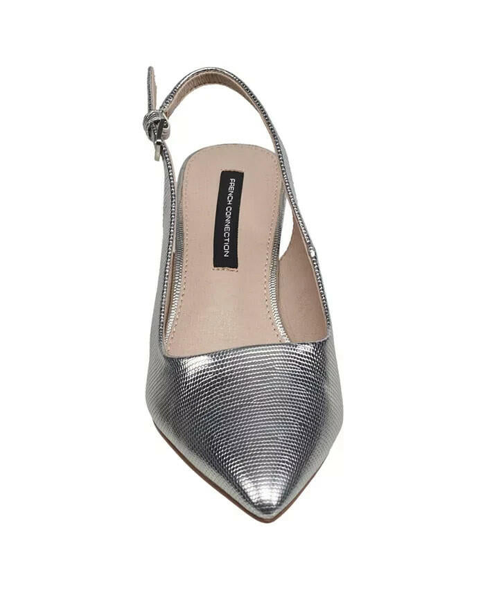 French Connection Womens Quinn Slingback Kitten Heels Silver 9 New $100