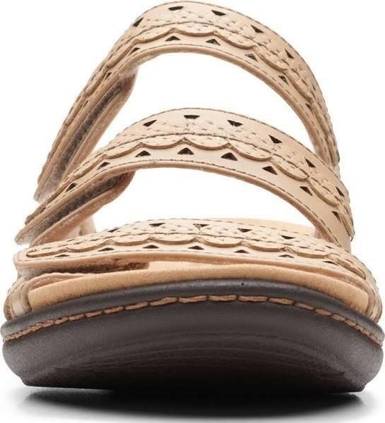 Clarks Lauriann Cove Leather Slide Sandal Tan Sand 8 Wide New $98
