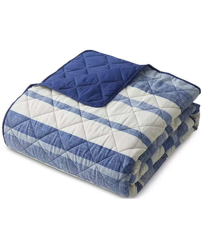 Seventh Studio Blue Stripe 3-Pc King Quilt Set Soft MSRP $100