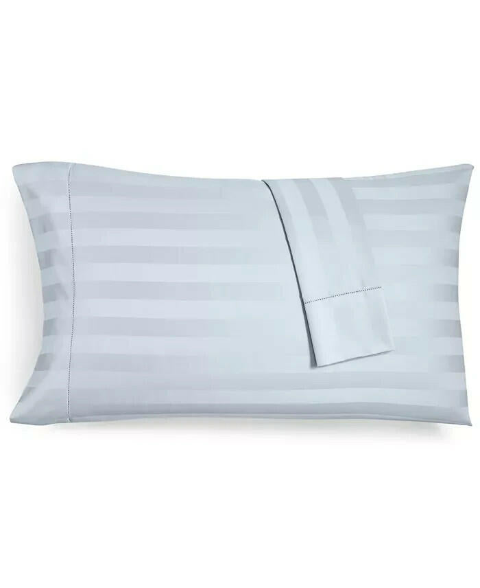 Charter Club Stripe 550TC King Flat Sheet Cotton Damask Vapor New $85
