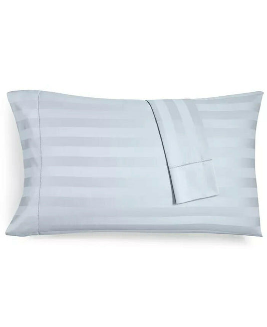 Charter Club Stripe 550TC King Flat Sheet Cotton Damask Vapor $85