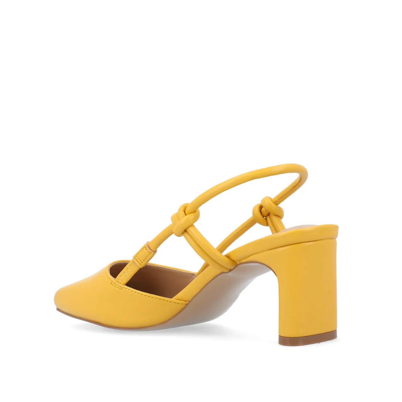 Journee Womens Square Toe Vegan Leather Block Heel Yellow 9 New $84