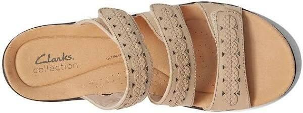 Clarks Lauriann Cove Leather Slide Sandal Tan Sand 8 Wide New $98