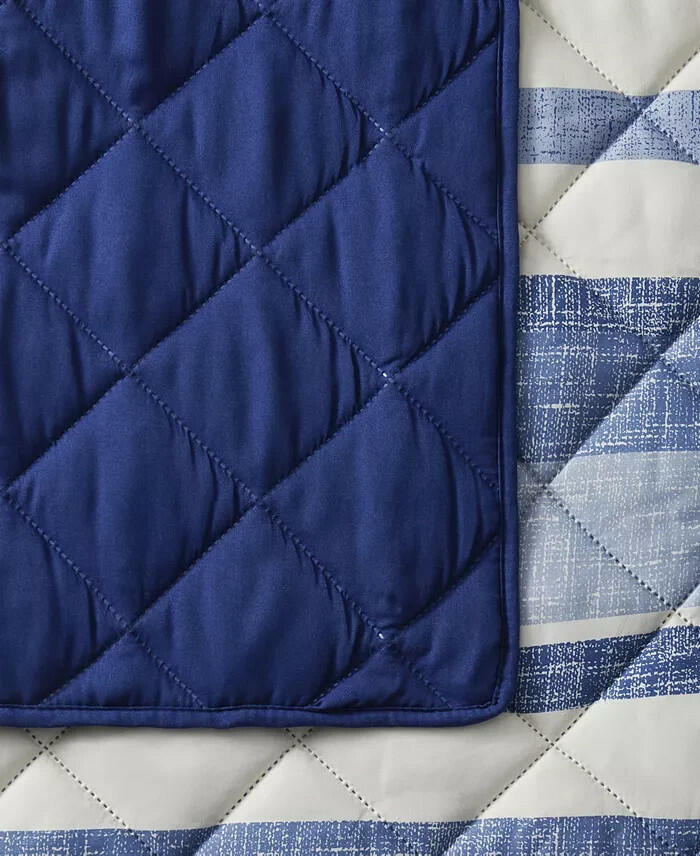 Seventh Studio Blue Stripe 3-Pc King Quilt Set Soft MSRP $100