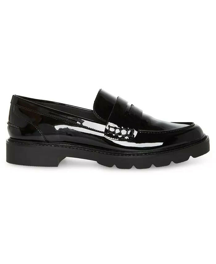 Anne Klein Womens Emmylou Lug Sole Loafers Black Patent 8.5 New $95