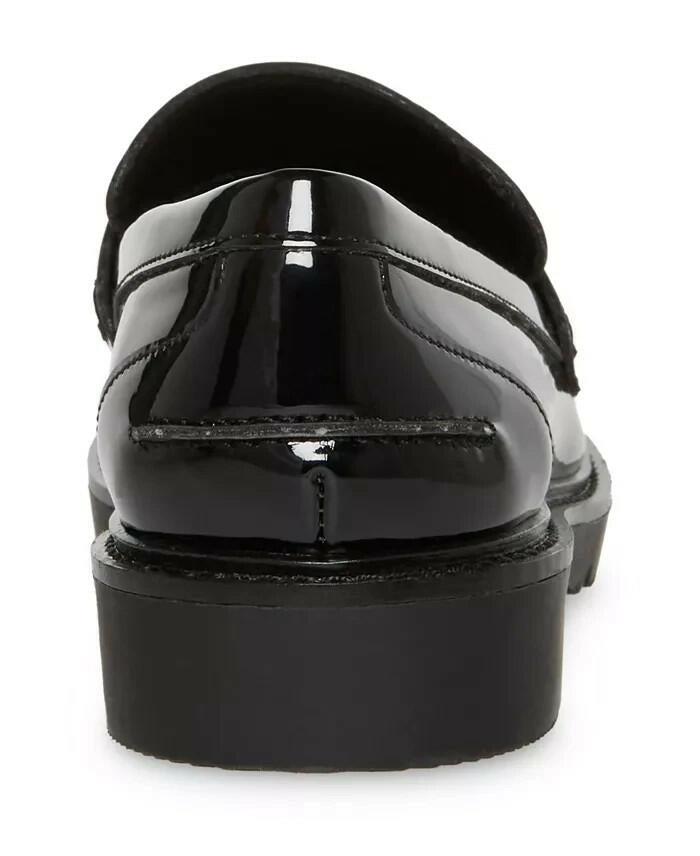 Anne Klein Womens Emmylou Lug Sole Loafers Black Patent 8.5 New $95