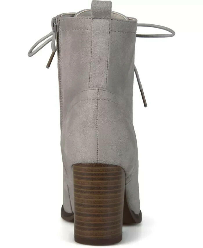 Journee Collection Womens Baylor Lace Up Booties Grey Size 7 New $108
