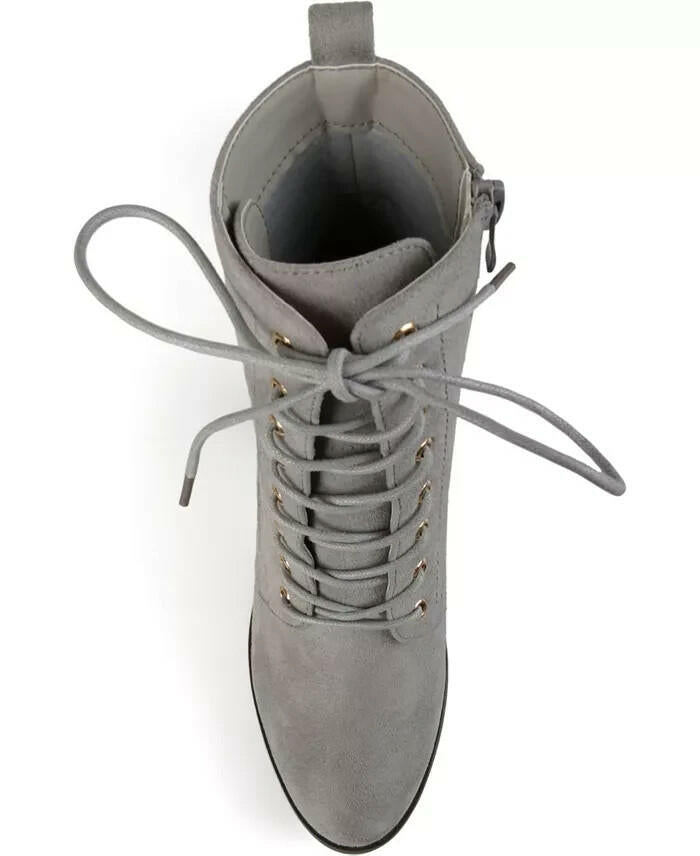 Journee Collection Womens Baylor Lace Up Booties Grey Size 7 New $108