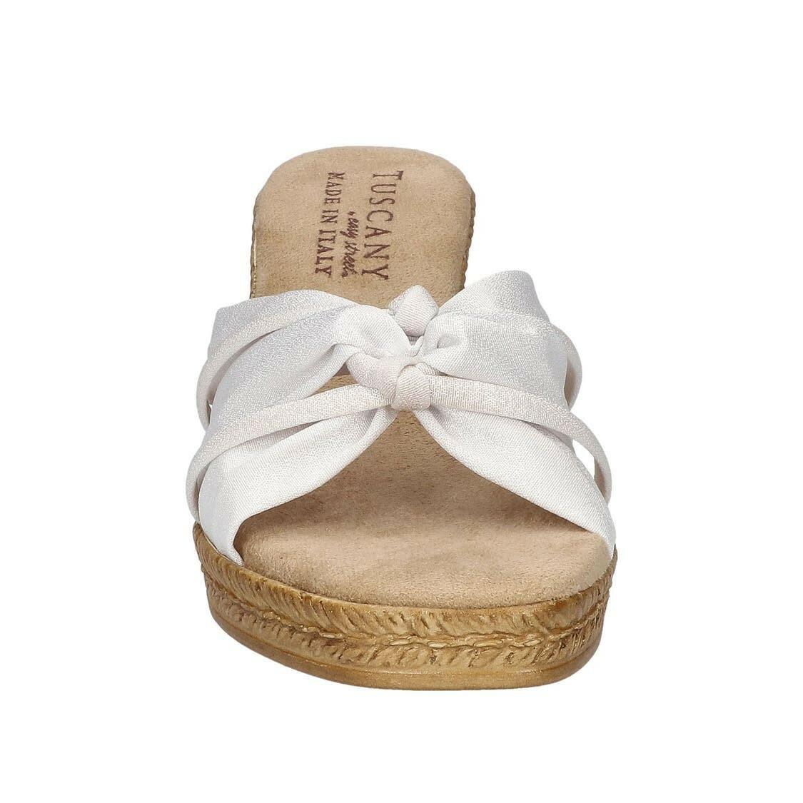 Tuscany by Easy Street Womens Ghita Casual Wedge Sandals White 8.5W MSRP $60