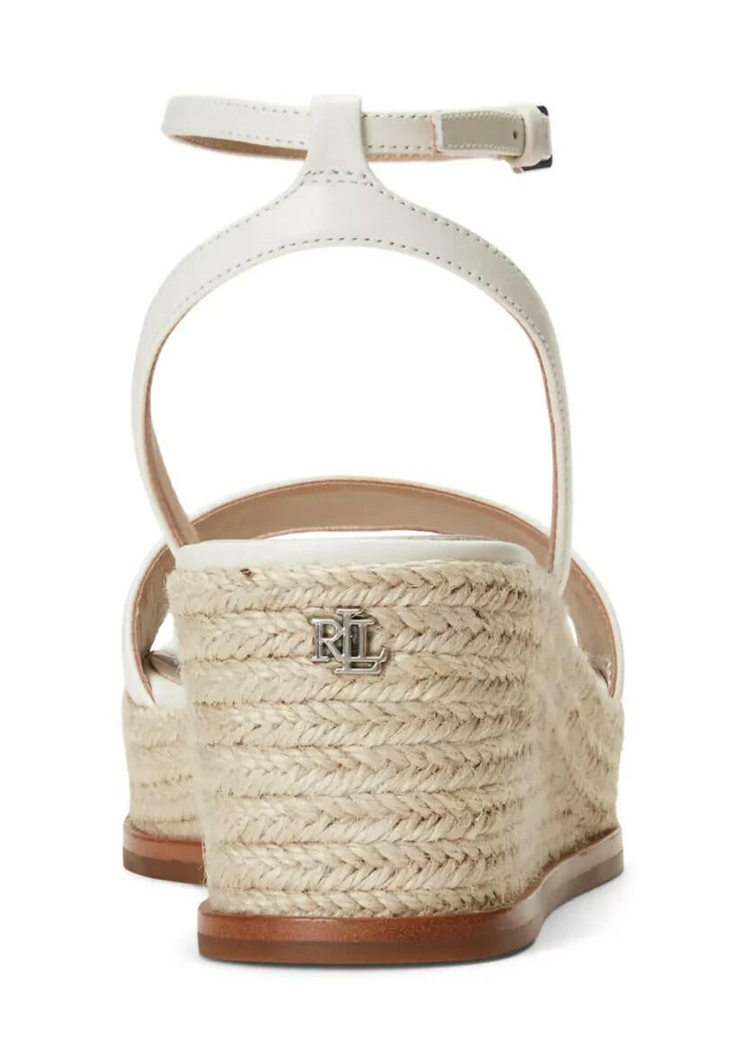 Lauren Ralph Lauren Womens Leona Wedge Sandals White 9.5 New $125