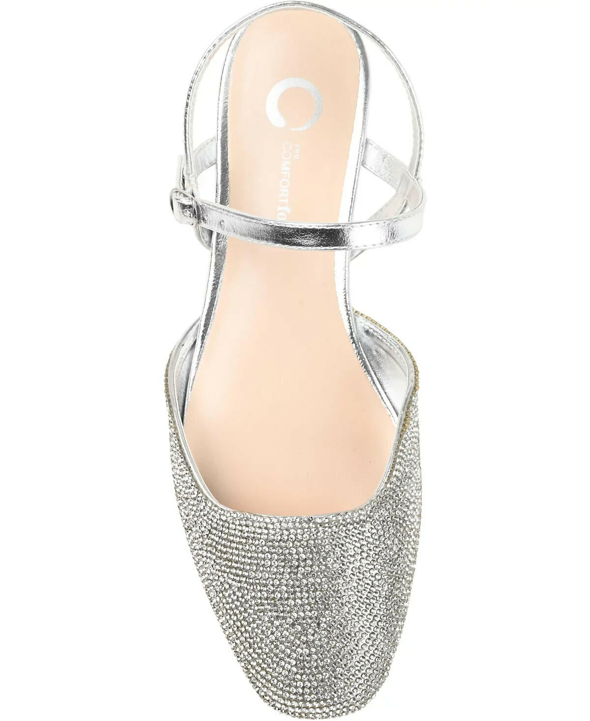 Journee Collection Nysha Rhinestone Flats Silver Square Toe Women’s 11M MSRP $99