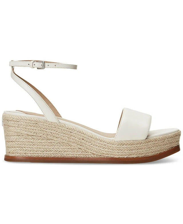 Lauren Ralph Lauren Womens Leona Wedge Sandals White 9.5 New $125