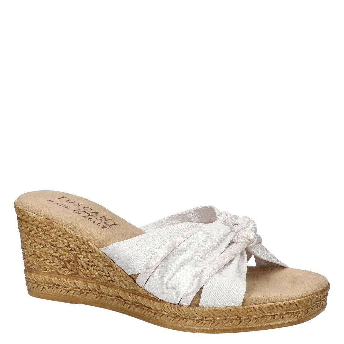 Tuscany by Easy Street Womens Ghita Casual Wedge Sandals White 8.5W MSRP $60