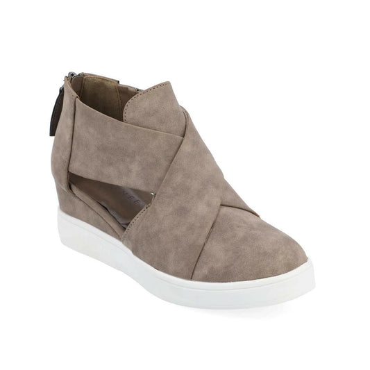 Journee Collection Women's Seena Wedge Sneakers Size 9 Taupe