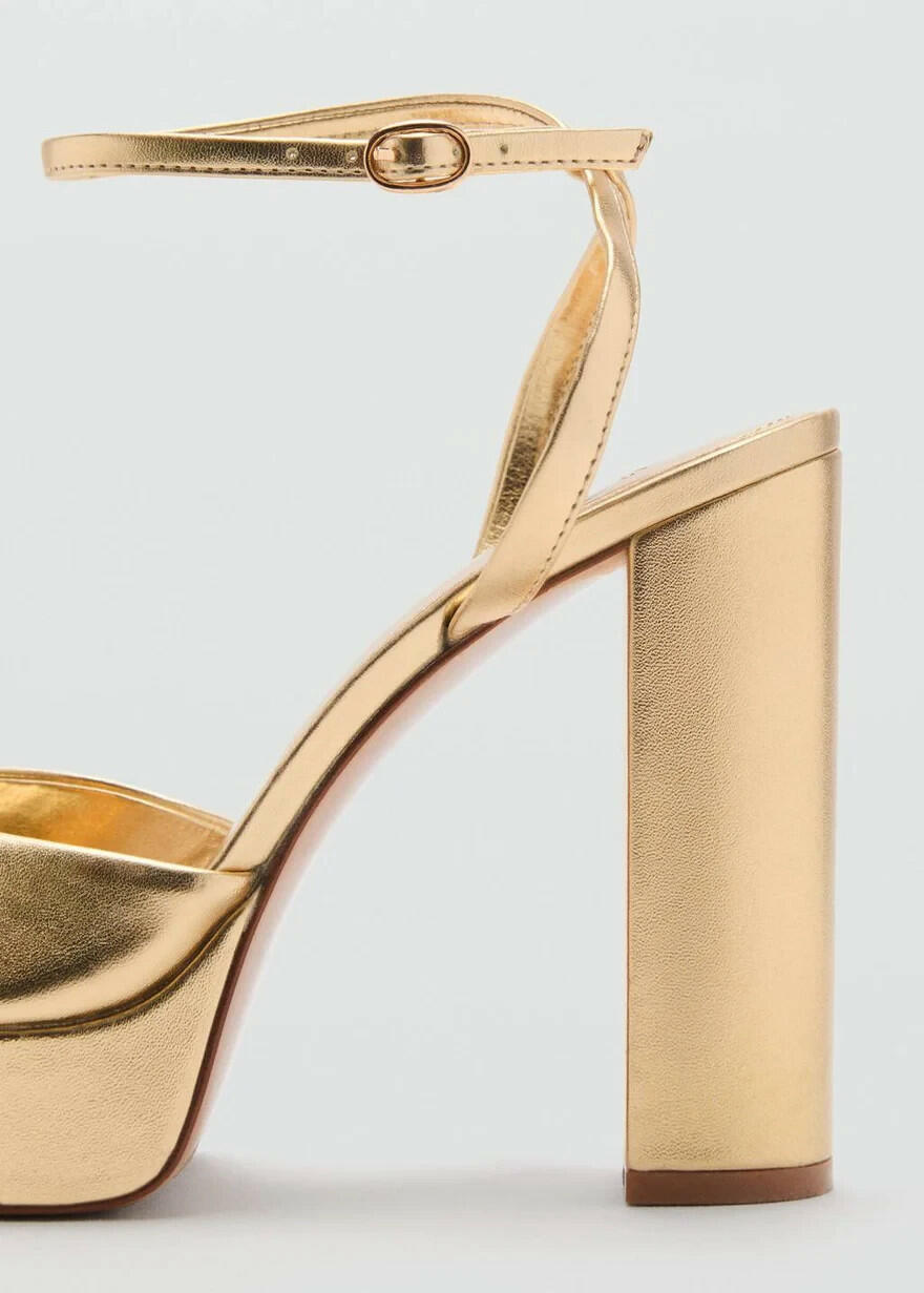 MNG Mango Womens Classic Platform Heels Gold EU 39 / US 8 New $100