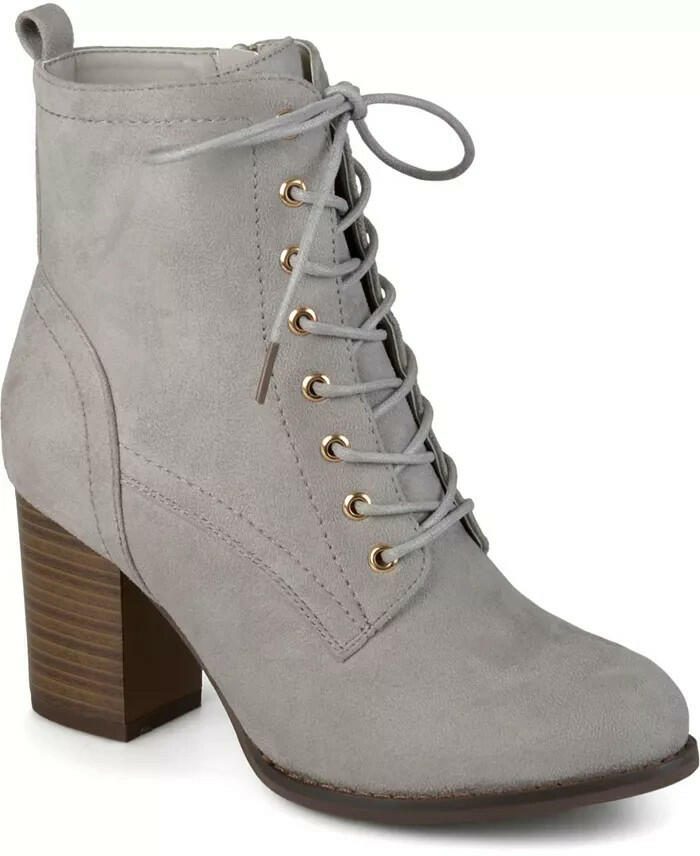 Journee Collection Womens Baylor Lace Up Booties Grey Size 7 New $108