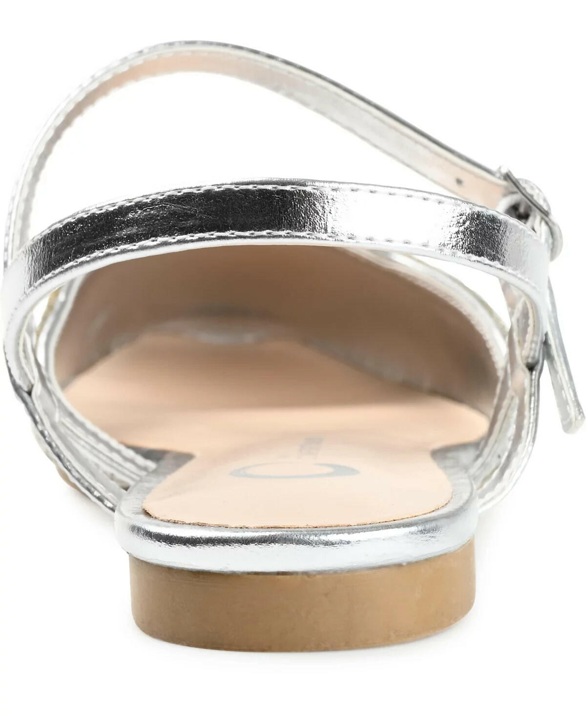 Journee Collection Nysha Rhinestone Flats Silver Square Toe Women’s 11M MSRP $99