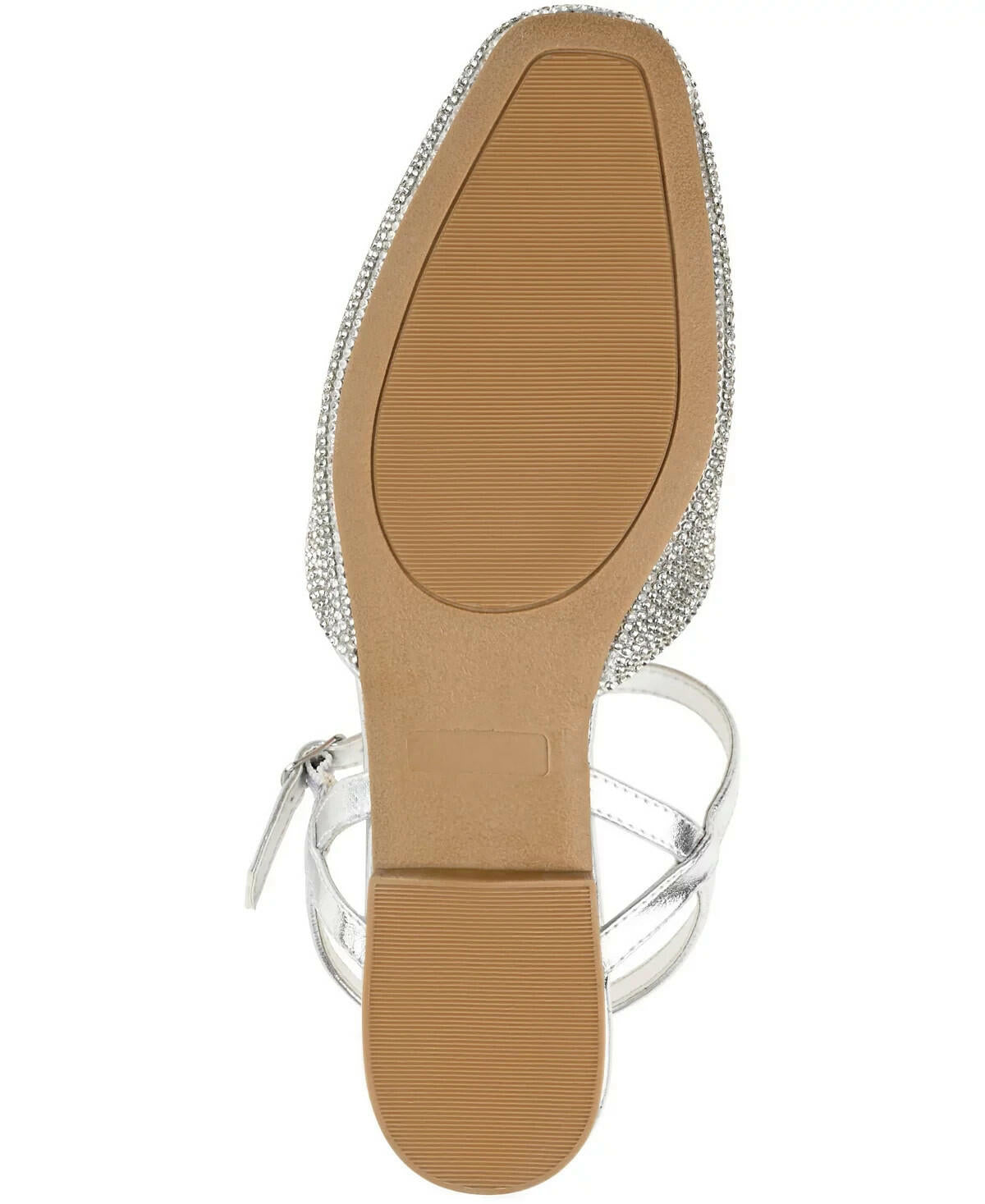Journee Collection Nysha Rhinestone Flats Silver Square Toe Women’s 11M MSRP $99