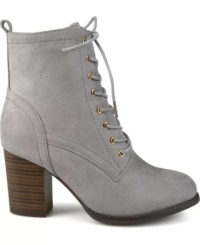 Journee Collection Womens Baylor Lace Up Booties Grey Size 7 New $108