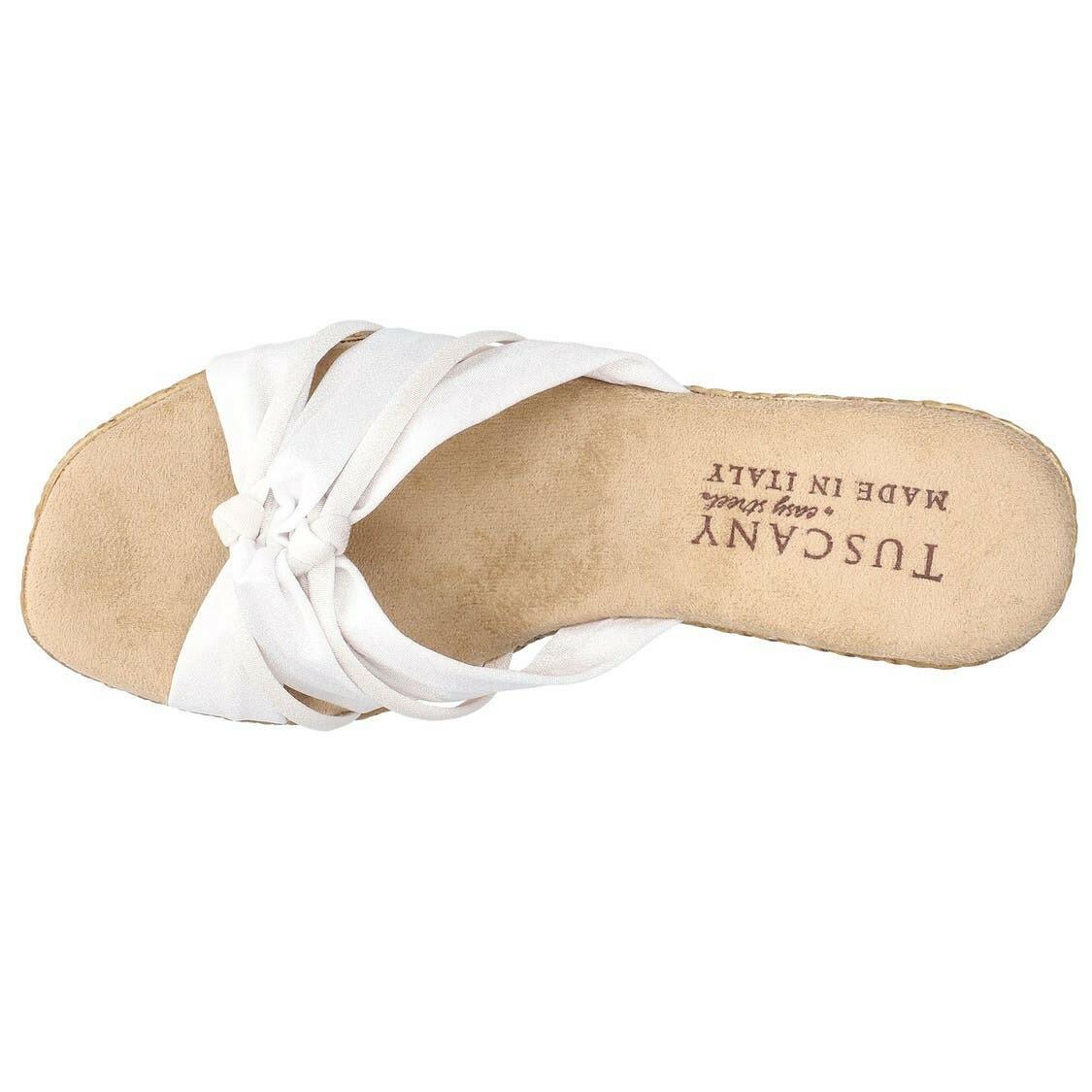 Tuscany by Easy Street Womens Ghita Casual Wedge Sandals White 8.5W MSRP $60