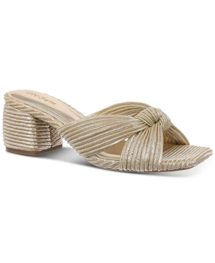 On 34th Womens Gaiaa Bow Block-Heels Gold Fabric 12M GOLD MSRP $69