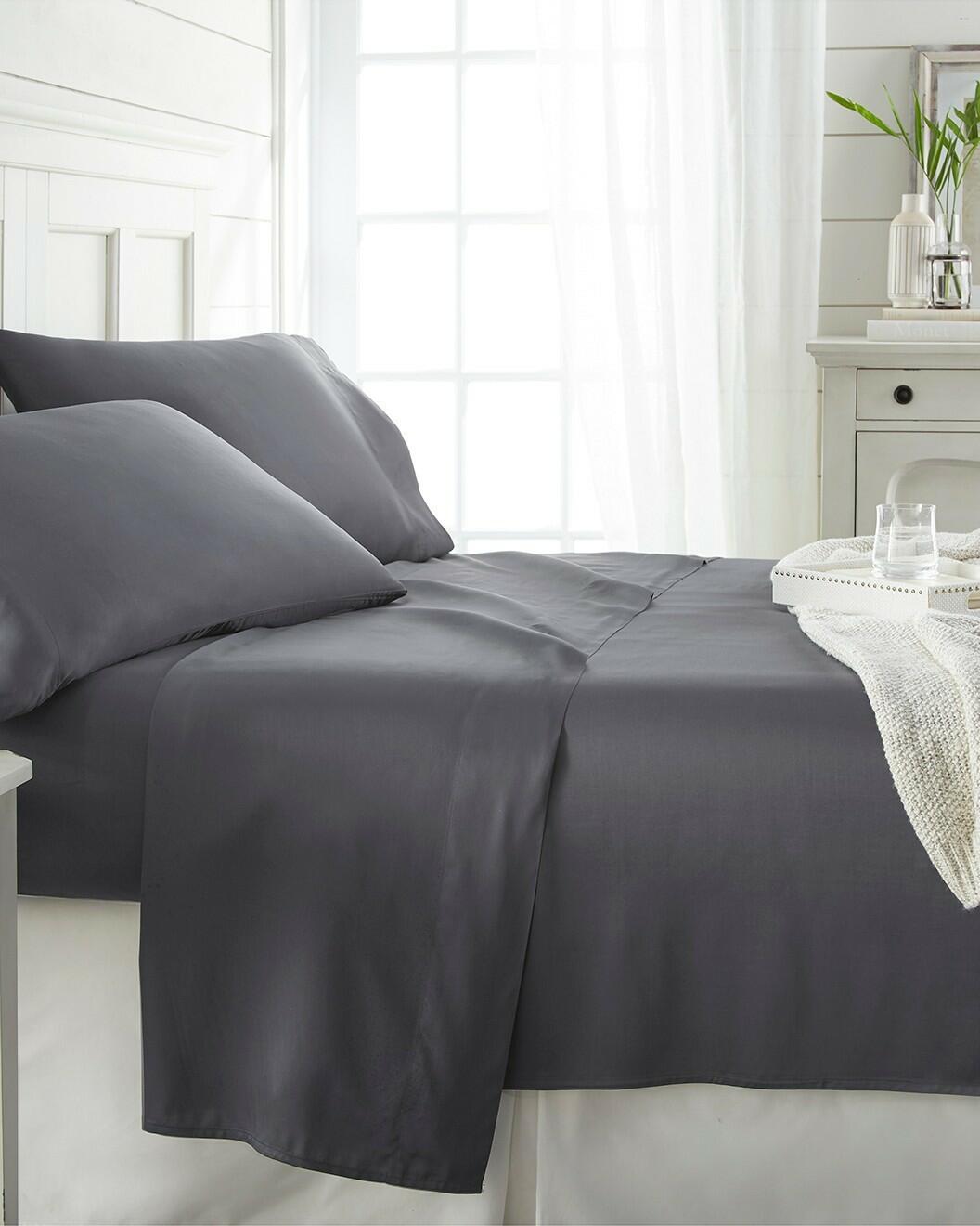 ienjoy Home Bamboo 4-Pc California King Sheet Set Gray Soft Cooling MSRP $276