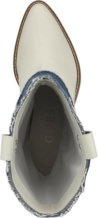 GUESS Women’s Raegan Fold-Over Western Booties White Denim 9.5 New $98