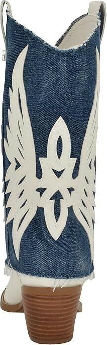 GUESS Women’s Raegan Fold-Over Western Booties White Denim 9.5 New $98