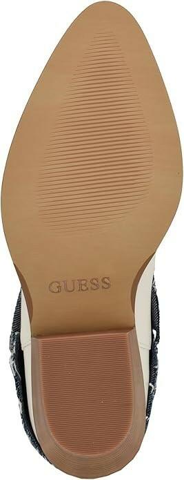 GUESS Women’s Raegan Fold-Over Western Booties White Denim 9.5 New $98