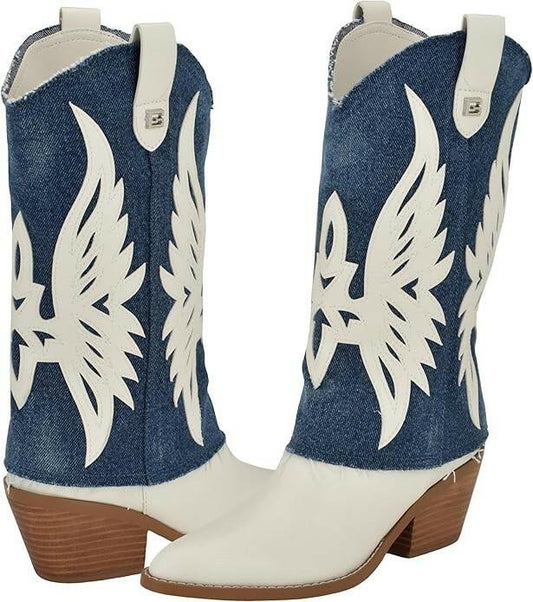 GUESS Women’s Raegan Fold-Over Western Booties White Denim $98