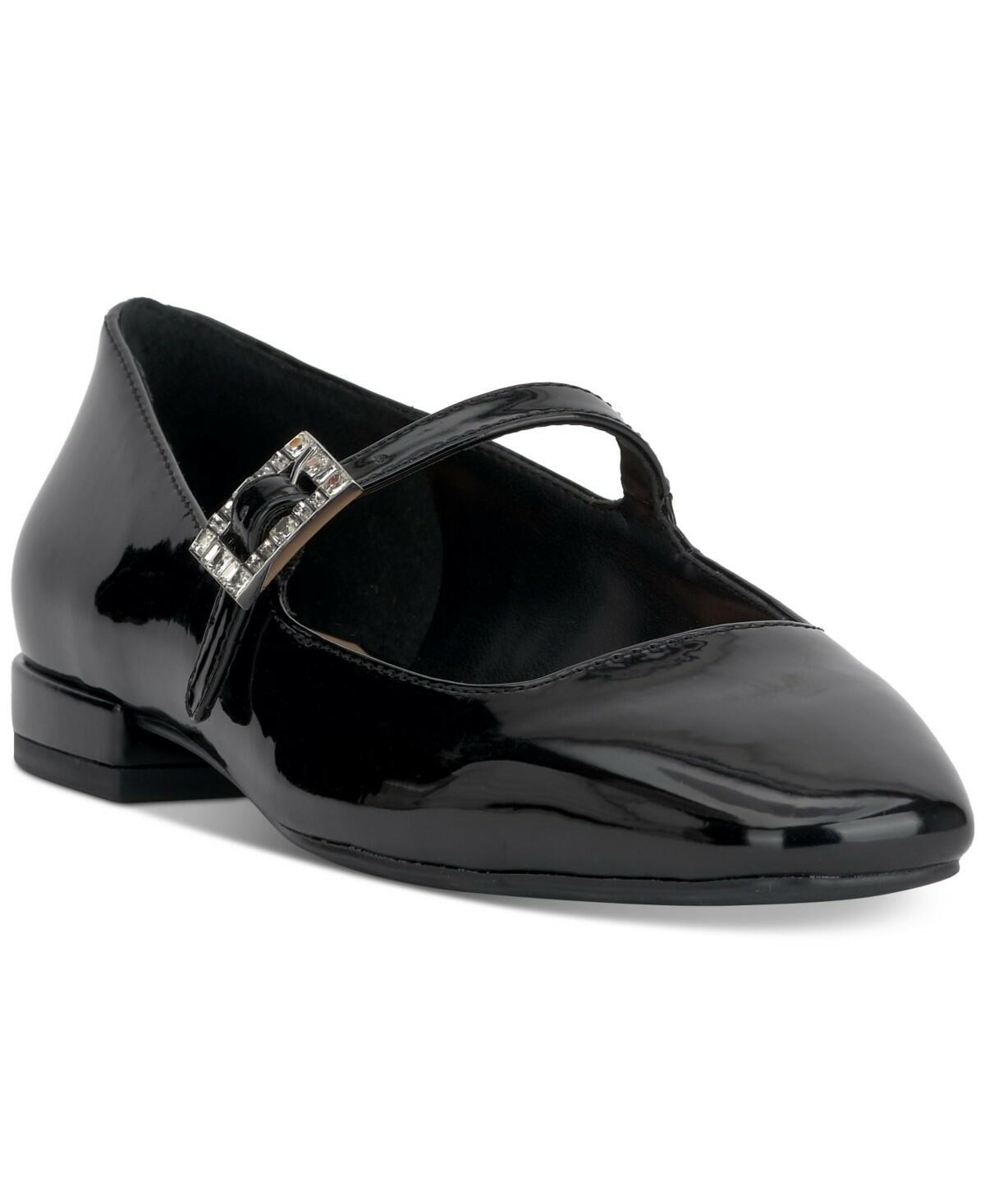 On 34th Womens Saadet Rhinestone Buckle Mary Jane Flats Black 8.5 MSRP $79