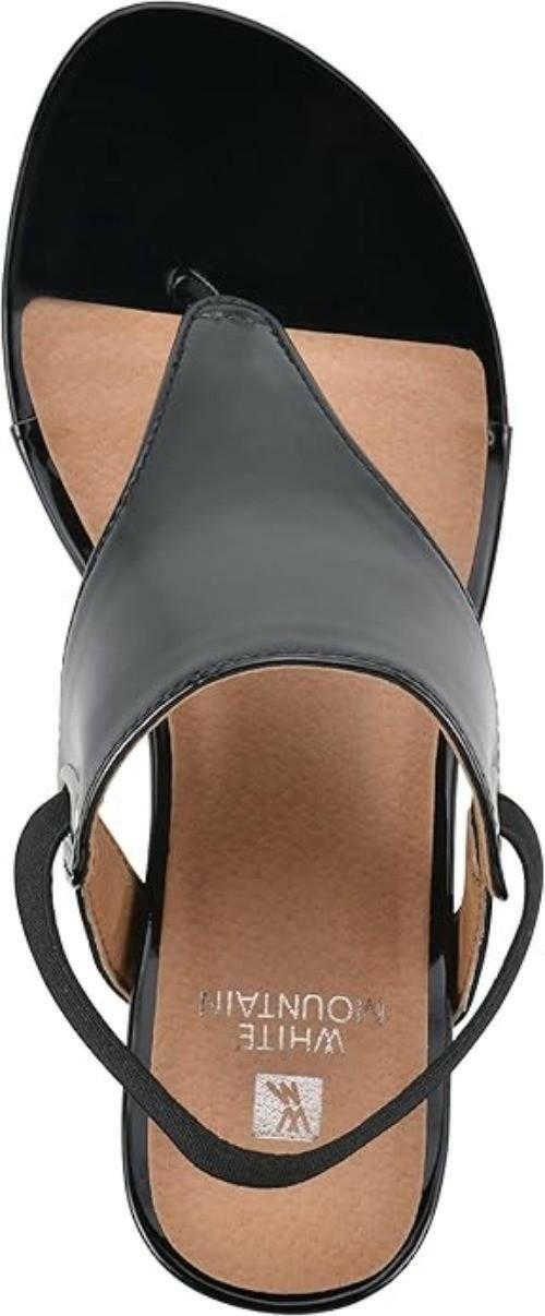 White Mountain Wedge Sandals Women’s Thong Slingback Shoes Black Size 6 MSRP $59