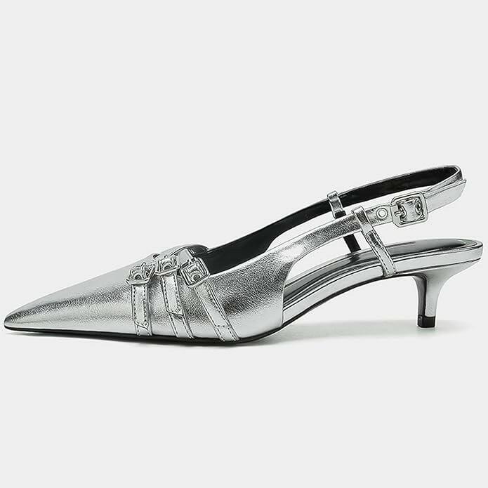 INC Womens Capeka Slingback Pumps Silver Triple Strap 10 MSRP $99
