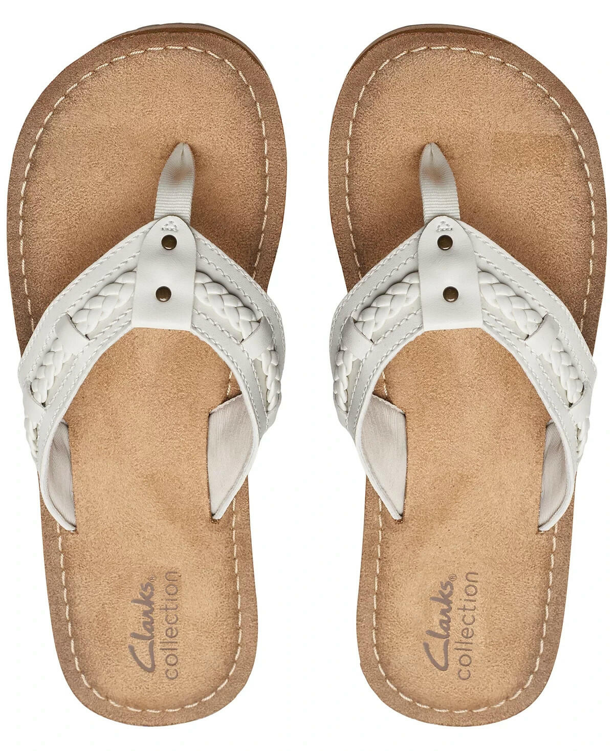 Clarks Womens Fenner Nerice Flip Flops Off White Size 10 MSRP $69