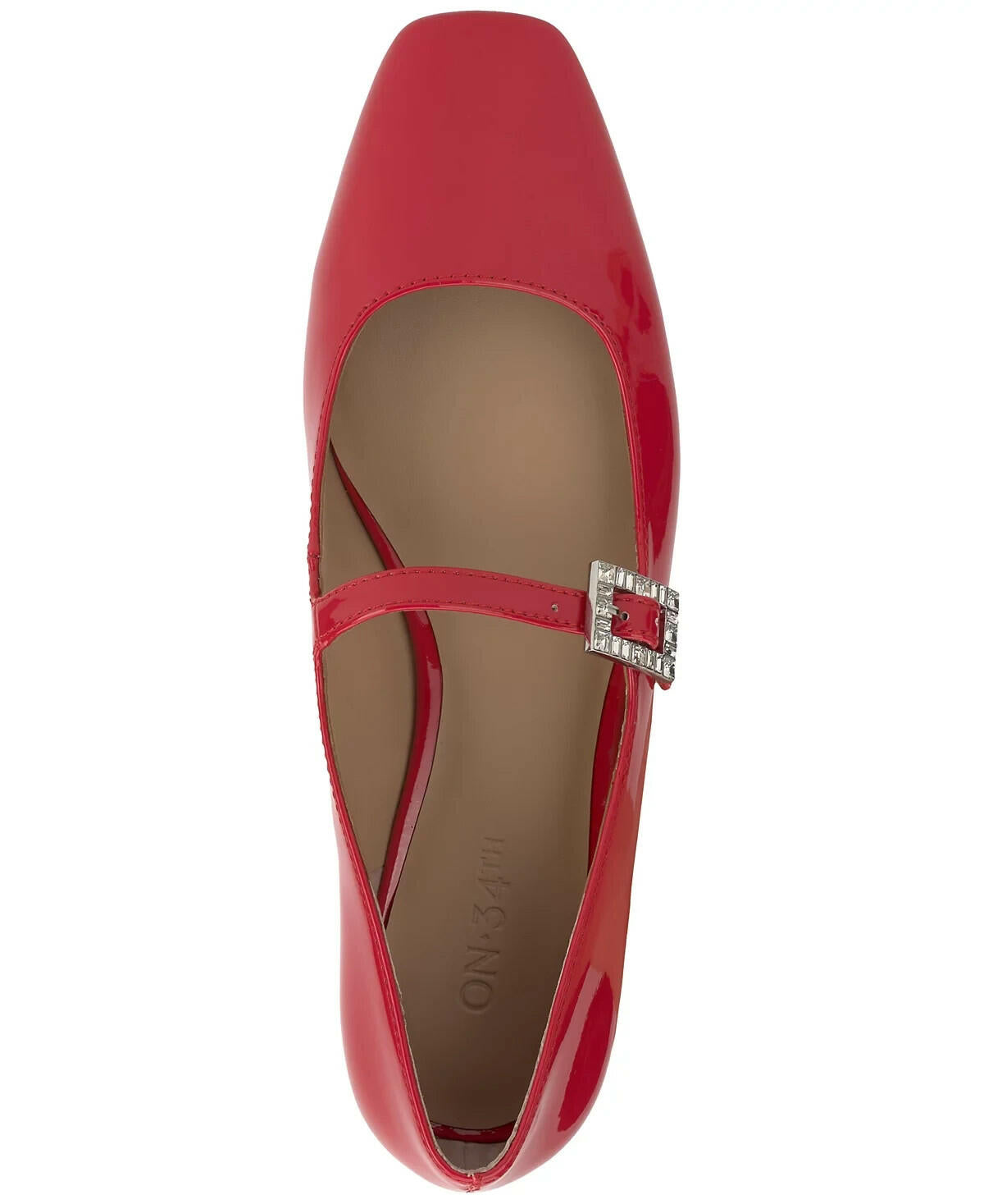 On 34th Womens Saadet Rhinestone Buckle Mary Jane Flats Red 7.5 MSRP $79