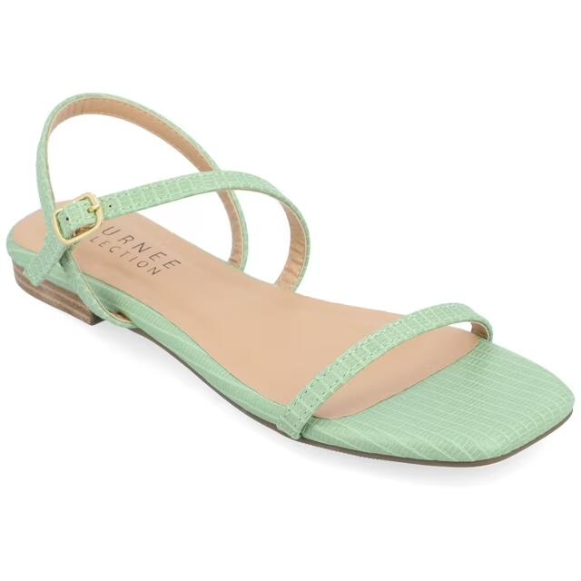 Journee Collection Crishell Flat Sandal Green 8 New In Box $69