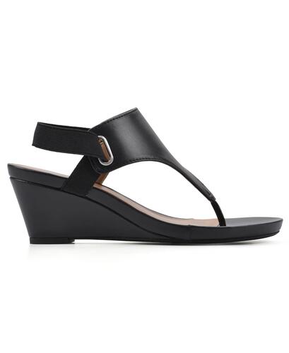 White Mountain All Dres Thong Wedge Sandals Heels– Women’s Black , Size 7.5,