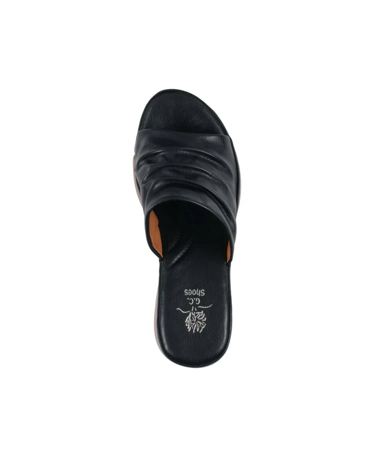 GC Shoes Womens Nora Wedge Slide Sandals Black Size 7 New $79