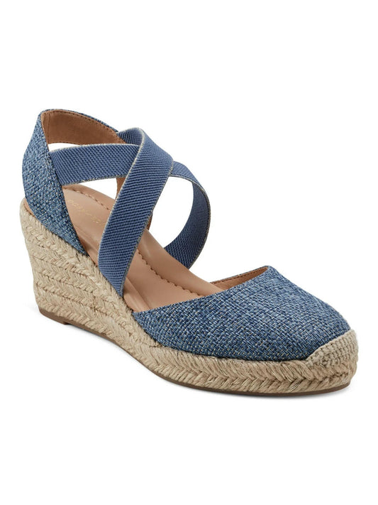 Easy Spirit Meza Strappy Espadrille Wedge Sandals Medium Blue MSRP $89