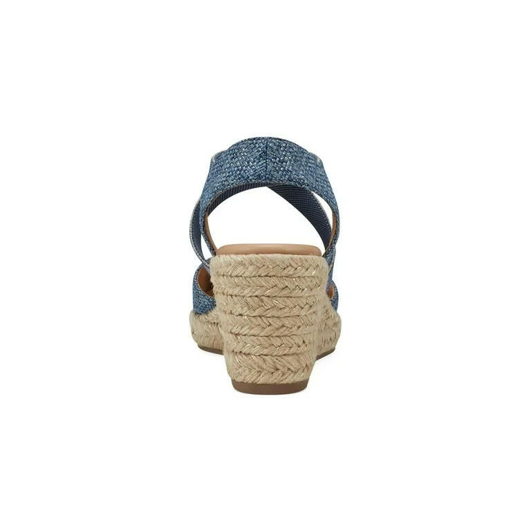 Easy Spirit Meza Strappy Espadrille Wedge Sandals Medium Blue Size 10 MSRP $89