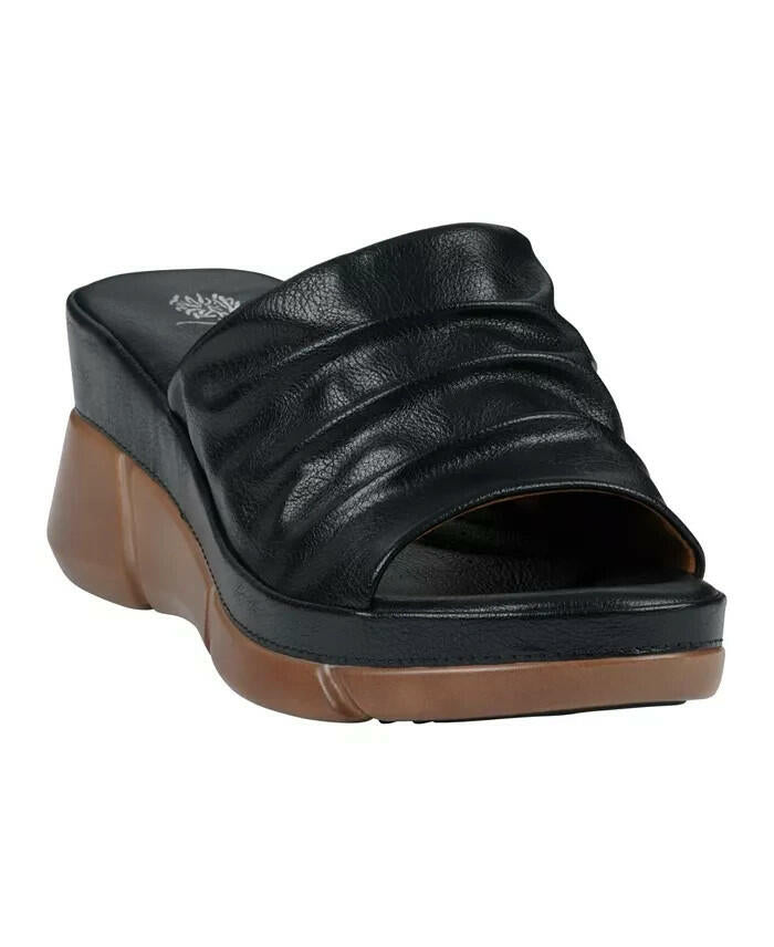 GC Shoes Womens Nora Wedge Slide Sandals Black Size 7 New $79