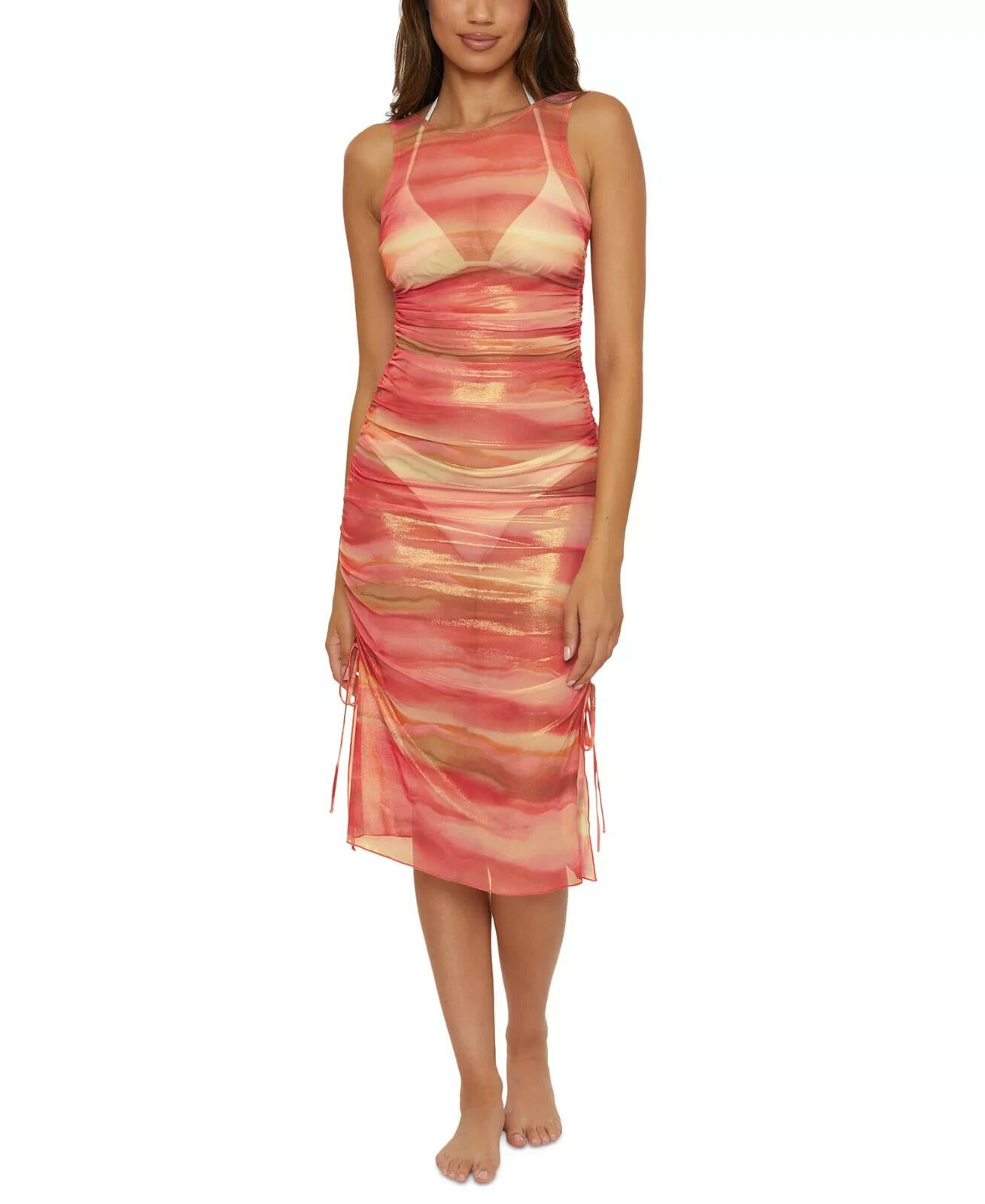 Becca Womens Reversible Stretch Mesh Cover Up Dress L MSRP $88